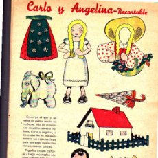 Coleccionismo Recortables: ALAMANQUE FLECHA Y PELAYOS 1943 CON RECORTABLE CARLO Y ANGELINA 