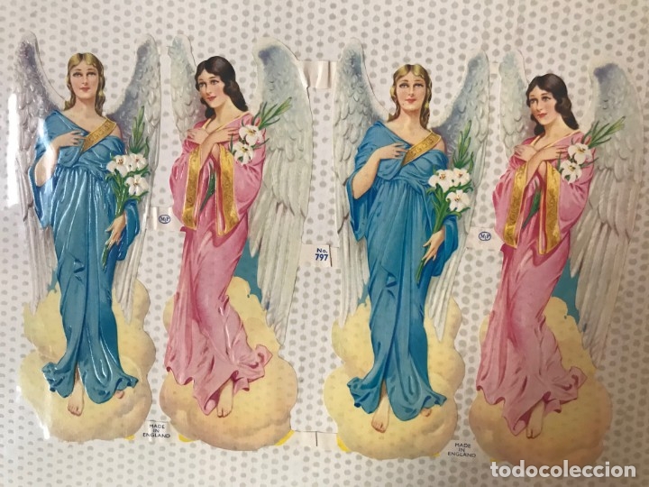 Collectionnisme Images à Découper: LAMINA DE CROMOS TROQUELADOS ANGELES MADE IN ENGLAND, MP Nº 797, MUCHO BRILOO Y RELIEVE