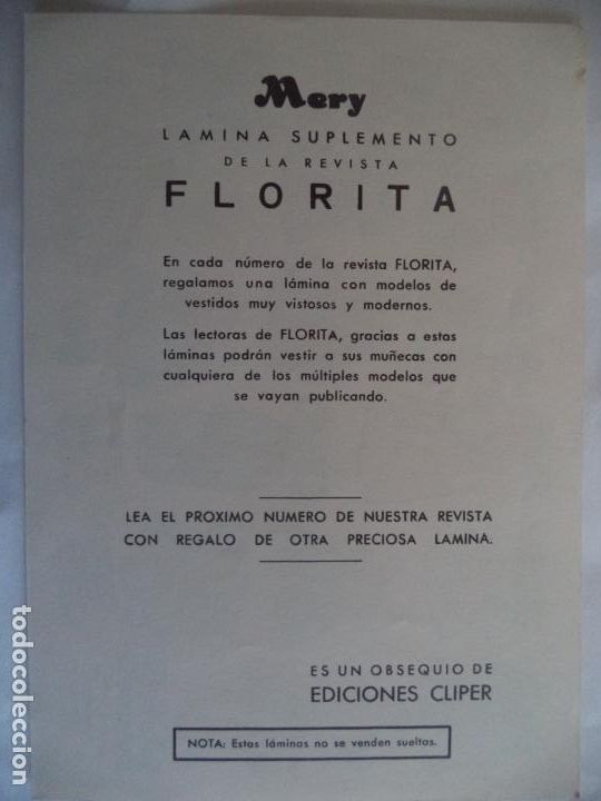 Coleccionismo recortables: MERY OBSEQUIO DE FLORITA - Foto 2