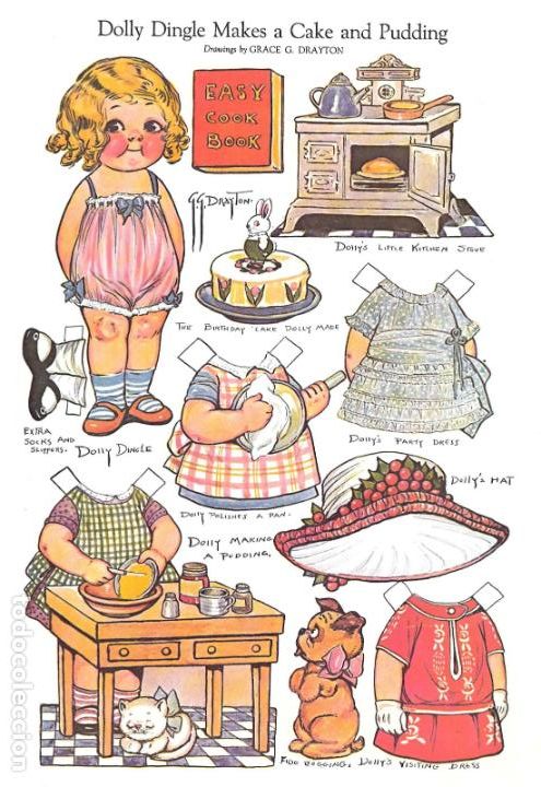 Coleccionismo recortables: Recortable. Dolly Dingle makes a cake and pudding. Grace G. Drayton. - Foto 1