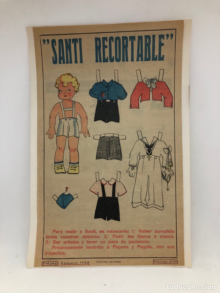 Coleccionismo recortables: RECORTABLE SANTI COMIC FLECHA AGOSTO 1938 - Foto 1