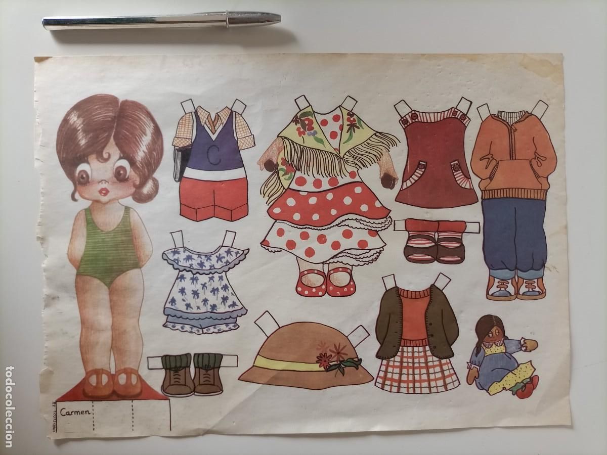 Coleccionismo recortables: Mu&ntilde;eca recortable con vestiditos Carmen - Foto 1