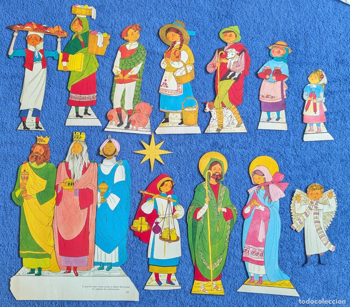 Coleccionismo Recortables: Lote de figuras recortadas de papel de un Nacimiento (A&ntilde;os 70)