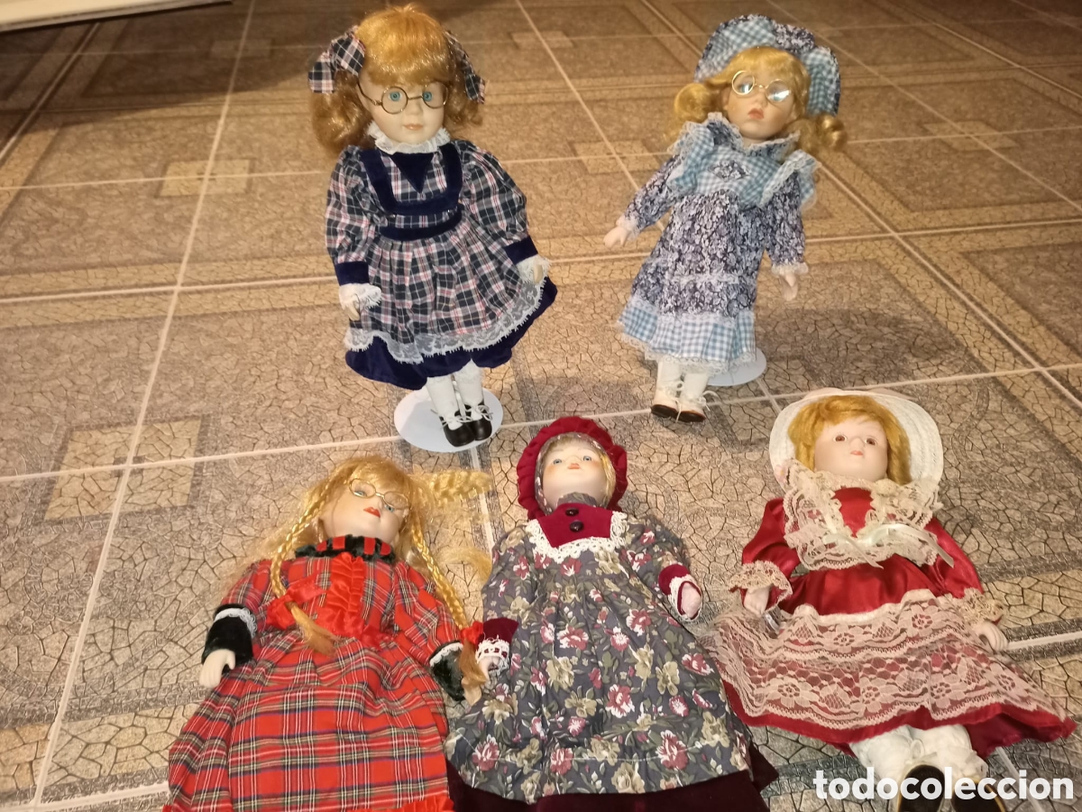 Coleccionismo recortables: Lote 5 Mu&ntilde;ecas de Porcelana Vintage / Colecci&oacute;n Estilo &Eacute;poca