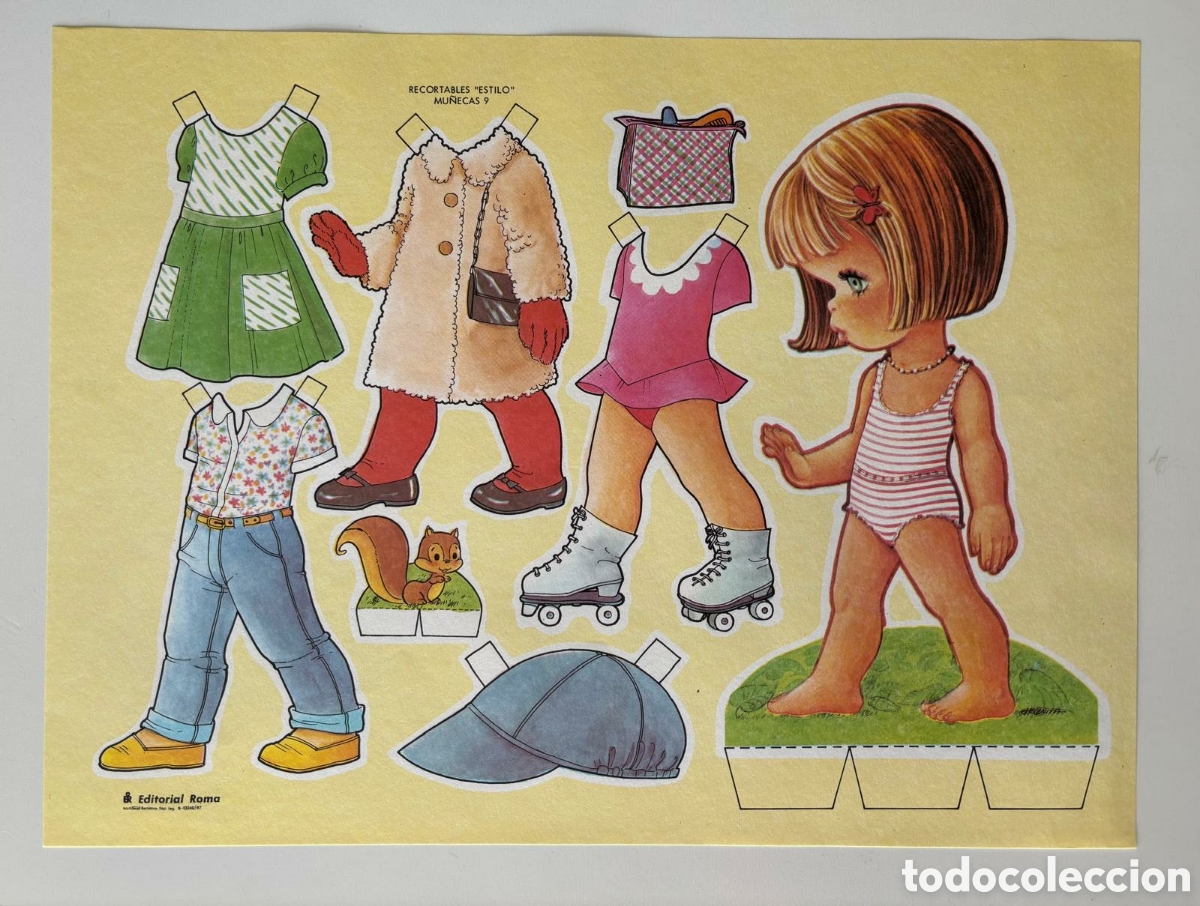 Coleccionismo recortables: L&aacute;mina MU&Ntilde;ECAS RECORTABLES serie ESTILO Helenita editorial ROMA 1987 NUEVA ni&ntilde;as