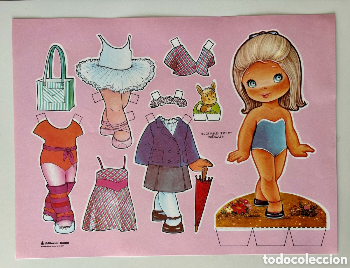 Coleccionismo recortables: L&aacute;mina MU&Ntilde;ECAS RECORTABLES serie ESTILO Helenita editorial ROMA 1987 NUEVA ni&ntilde;as