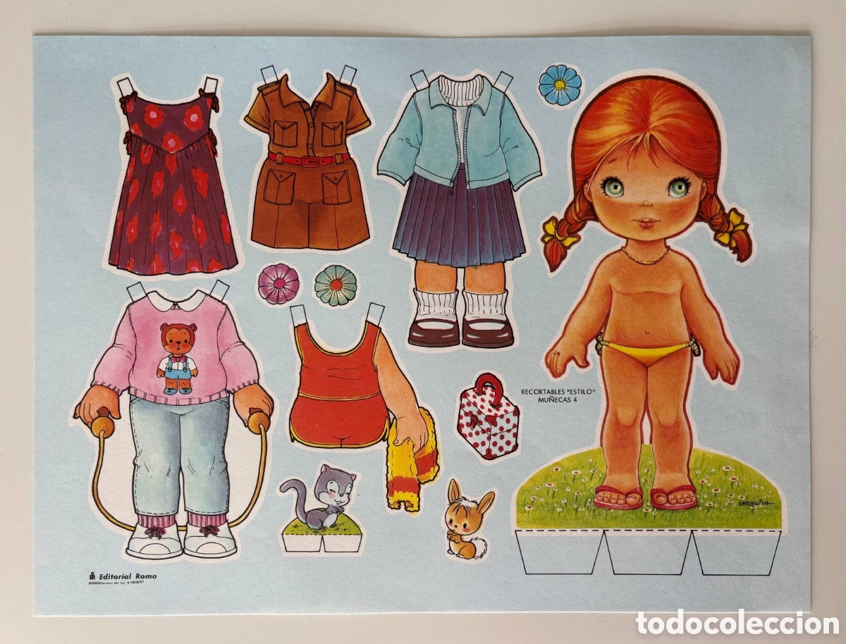 Coleccionismo recortables: L&aacute;mina MU&Ntilde;ECAS RECORTABLES serie ESTILO Helenita editorial ROMA 1987 NUEVA ni&ntilde;as