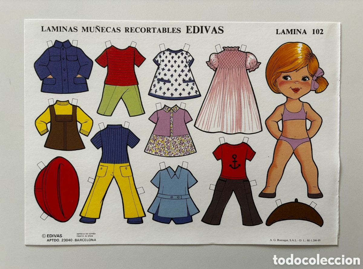 Coleccionismo recortables: L&aacute;mina MU&Ntilde;ECAS RECORTABLES editorial EDIVAS 101 a&ntilde;os 80 NUEVA colecci&oacute;n antigua mariquitina ni&ntilde;as