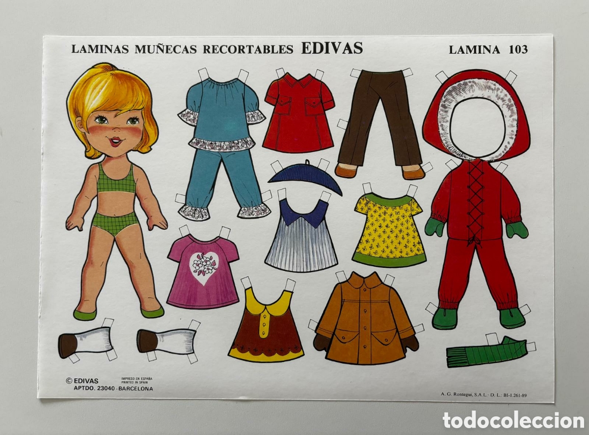 Coleccionismo recortables: L&aacute;mina MU&Ntilde;ECAS RECORTABLES editorial EDIVAS 103 a&ntilde;os 80 NUEVA colecci&oacute;n antigua mariquitina ni&ntilde;as