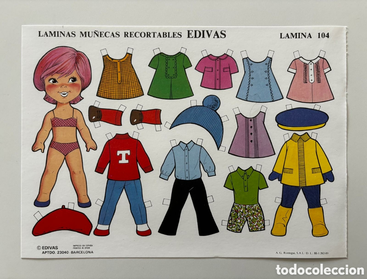 Coleccionismo recortables: L&aacute;mina MU&Ntilde;ECAS RECORTABLES editorial EDIVAS 104 a&ntilde;os 80 NUEVA colecci&oacute;n antigua mariquitina ni&ntilde;as