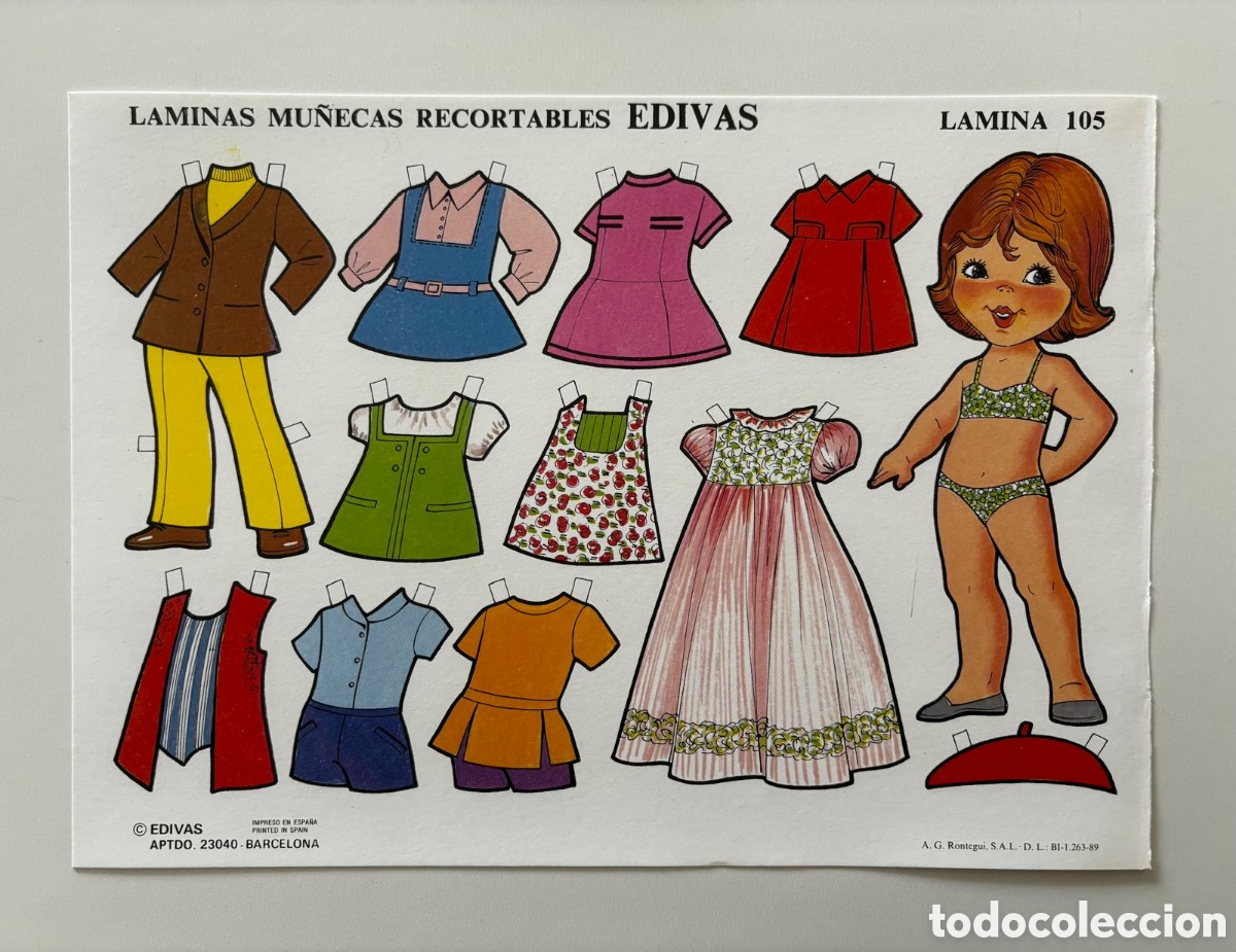 Coleccionismo recortables: L&aacute;mina MU&Ntilde;ECAS RECORTABLES editorial EDIVAS 105 a&ntilde;os 80 NUEVA colecci&oacute;n antigua mariquitina ni&ntilde;as