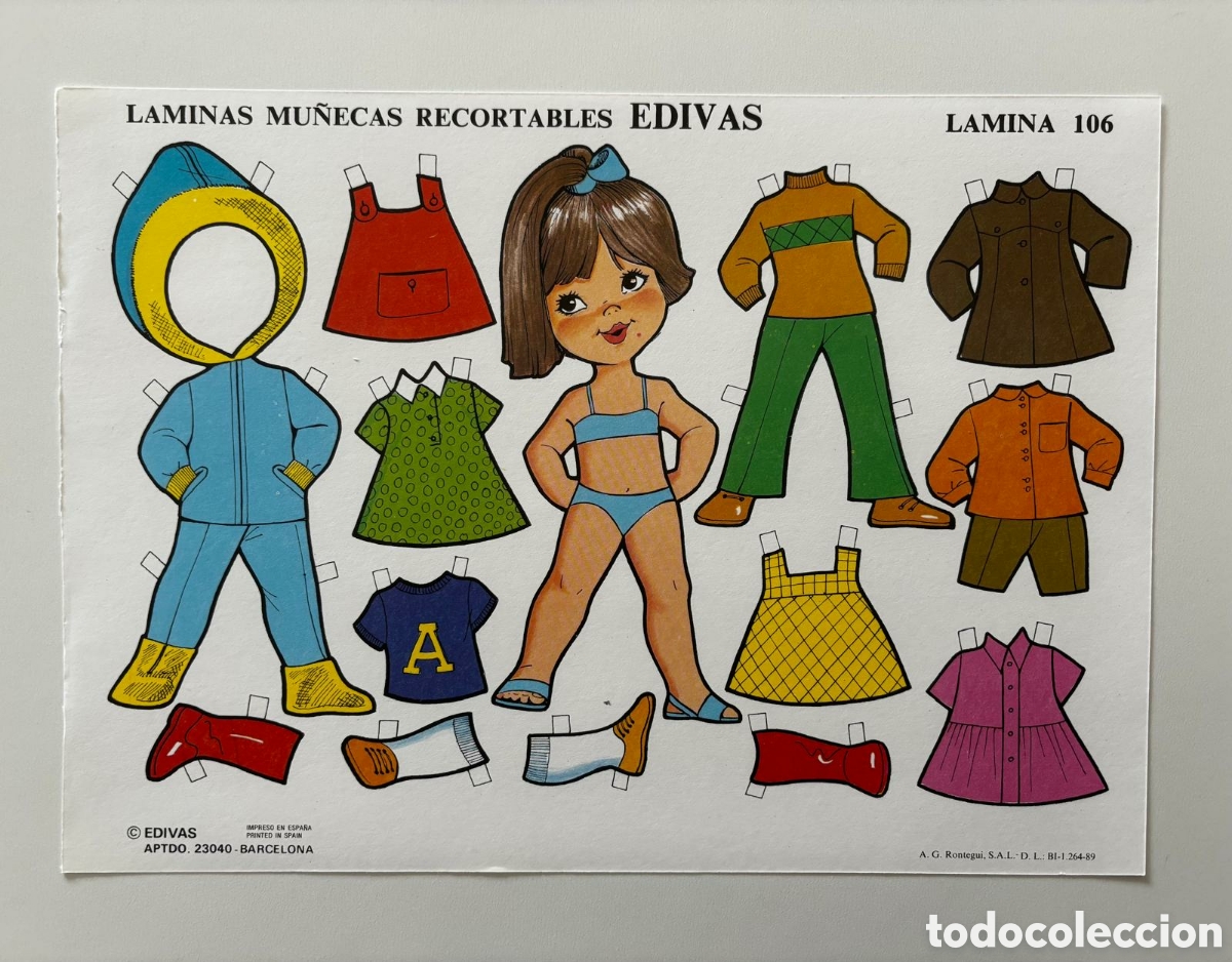 Coleccionismo recortables: L&aacute;mina MU&Ntilde;ECAS RECORTABLES editorial EDIVAS 106 a&ntilde;os 80 NUEVA colecci&oacute;n antigua mariquitina ni&ntilde;as