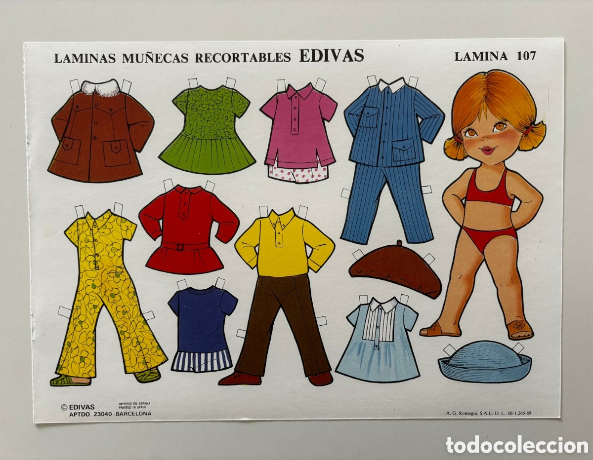 Coleccionismo recortables: L&aacute;mina MU&Ntilde;ECAS RECORTABLES editorial EDIVAS 107 a&ntilde;os 80 NUEVA colecci&oacute;n antigua mariquitina ni&ntilde;as