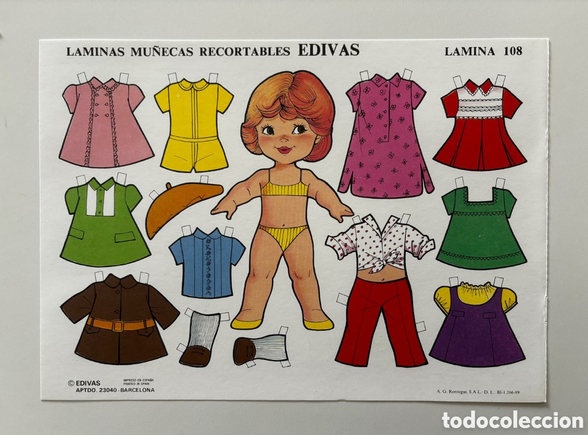 Coleccionismo recortables: L&aacute;mina MU&Ntilde;ECAS RECORTABLES editorial EDIVAS 108 a&ntilde;os 80 NUEVA colecci&oacute;n antigua mariquitina ni&ntilde;as