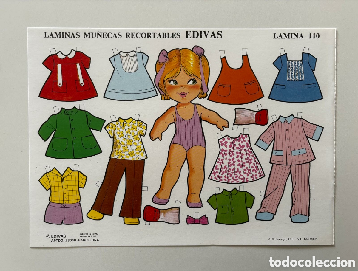 Coleccionismo recortables: L&aacute;mina MU&Ntilde;ECAS RECORTABLES editorial EDIVAS 110 a&ntilde;os 80 NUEVA colecci&oacute;n antigua mariquitina ni&ntilde;as