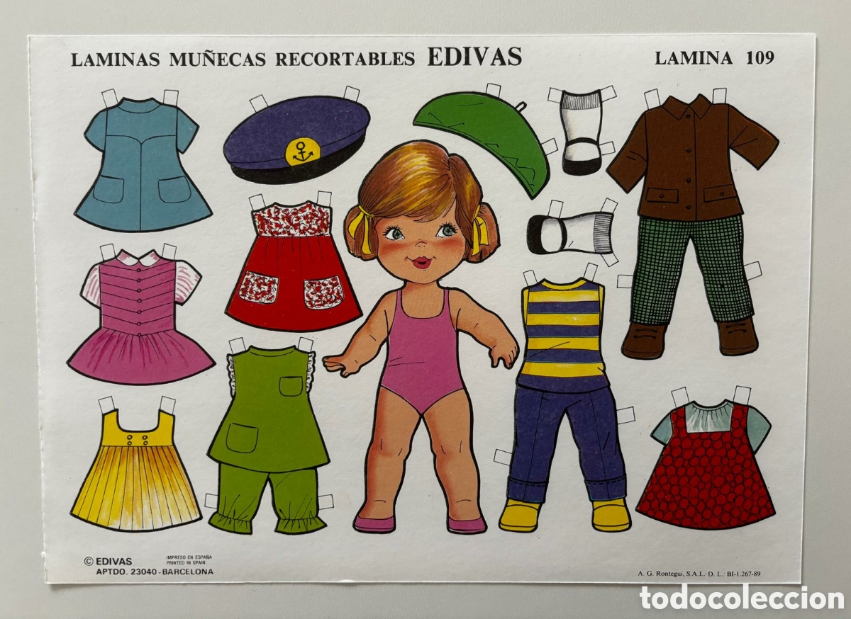 Coleccionismo recortables: L&aacute;mina MU&Ntilde;ECAS RECORTABLES editorial EDIVAS 109 a&ntilde;os 80 NUEVA colecci&oacute;n antigua mariquitina ni&ntilde;as