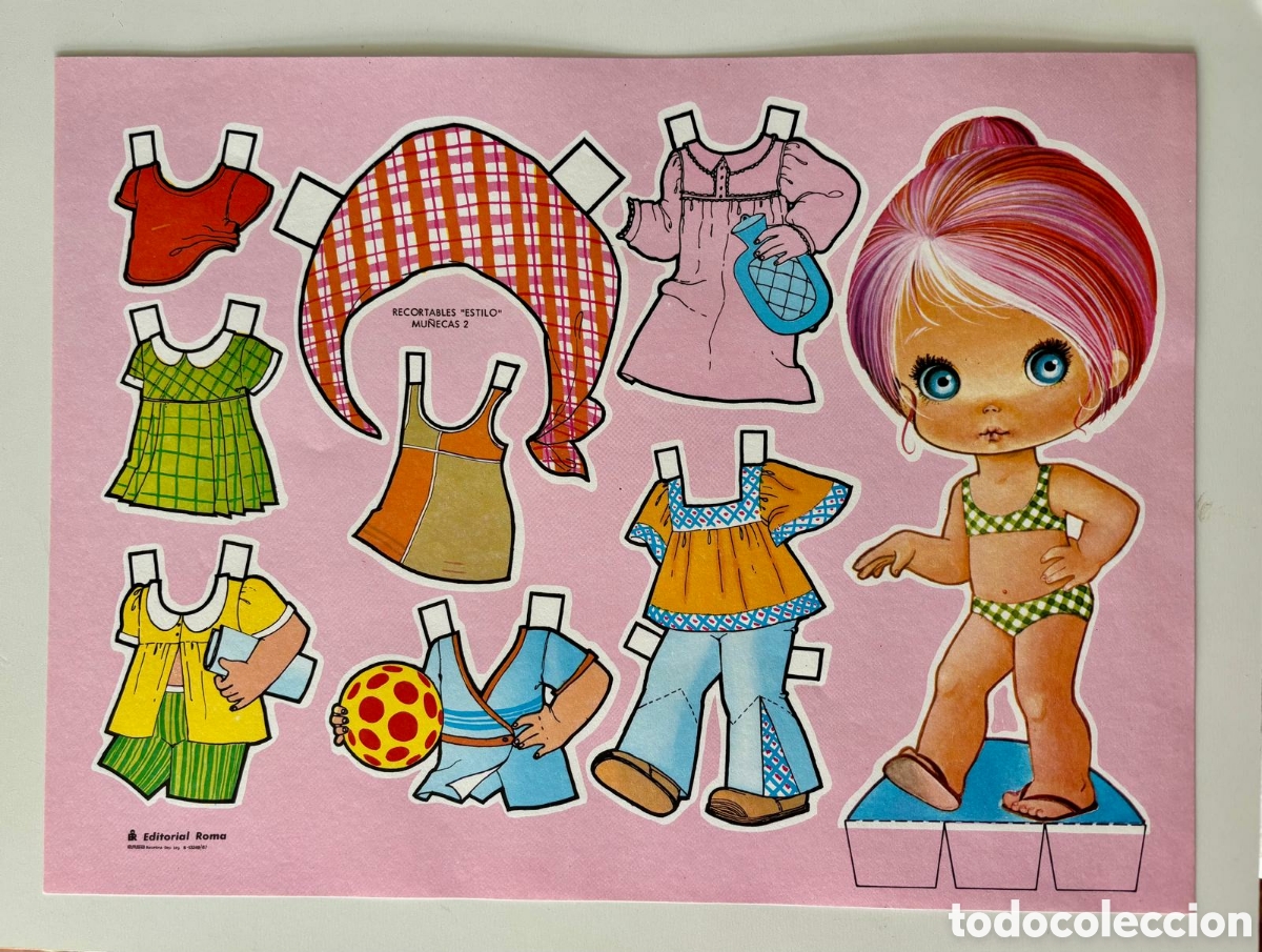 Coleccionismo recortables: L&aacute;mina MU&Ntilde;ECAS RECORTABLES serie ESTILO Helenita editorial ROMA 1987 NUEVA ni&ntilde;as