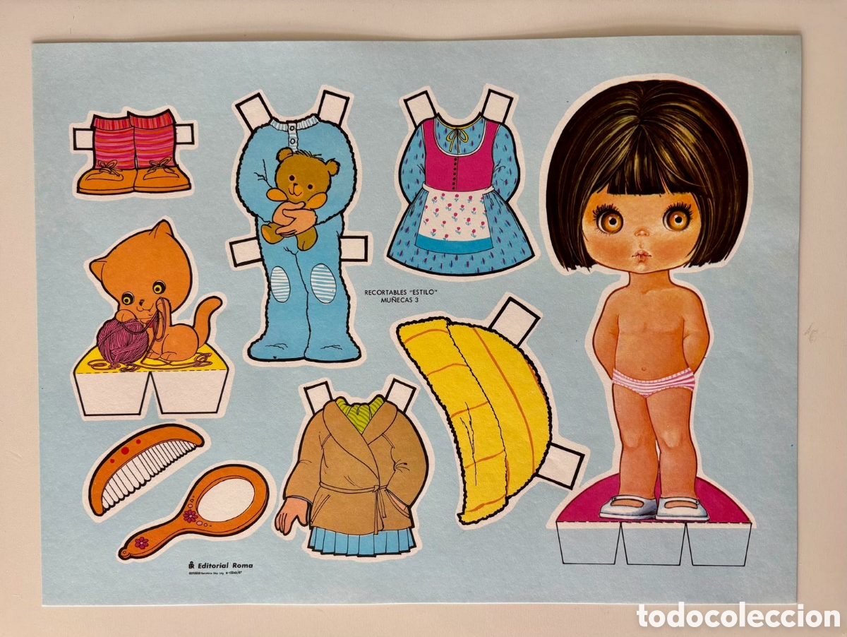 Coleccionismo recortables: L&aacute;mina MU&Ntilde;ECAS RECORTABLES serie ESTILO Helenita editorial ROMA 1987 NUEVA ni&ntilde;as