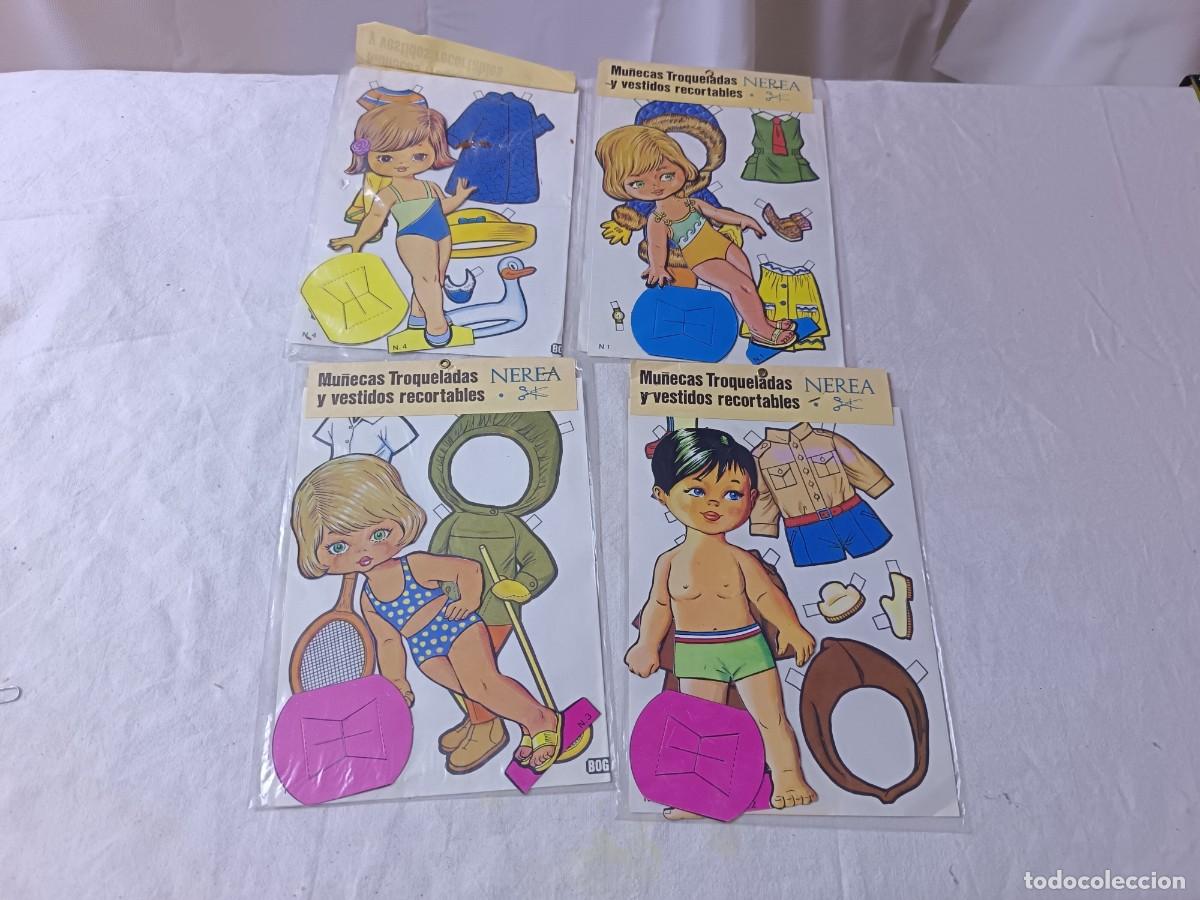 Coleccionismo recortables: Lote de 4 Recortables de mu&ntilde;ecas, Nerea, Boga, 1972, en su blister