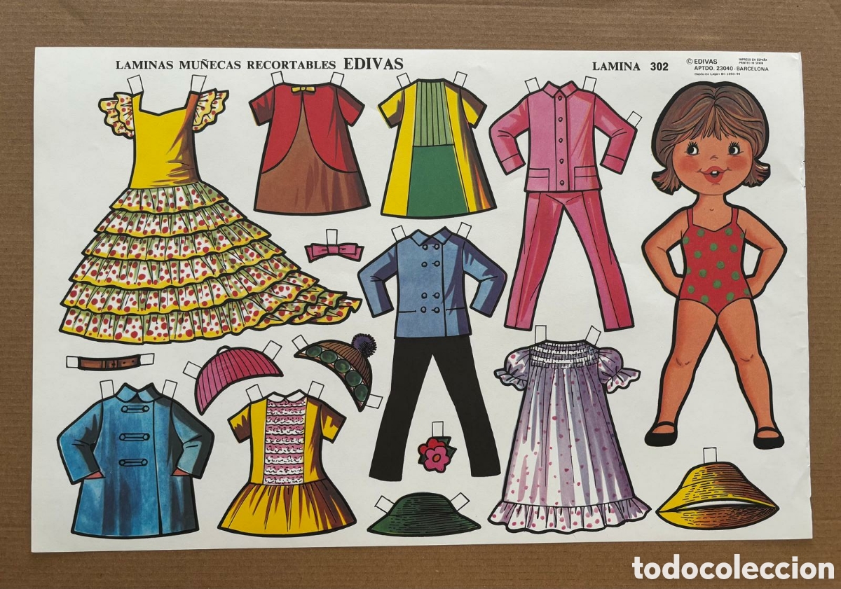 Coleccionismo recortables: L&aacute;mina MU&Ntilde;ECAS RECORTABLES editorial EDIVAS 302 a&ntilde;os 80 NUEVA colecci&oacute;n antigua mariquitina ni&ntilde;as
