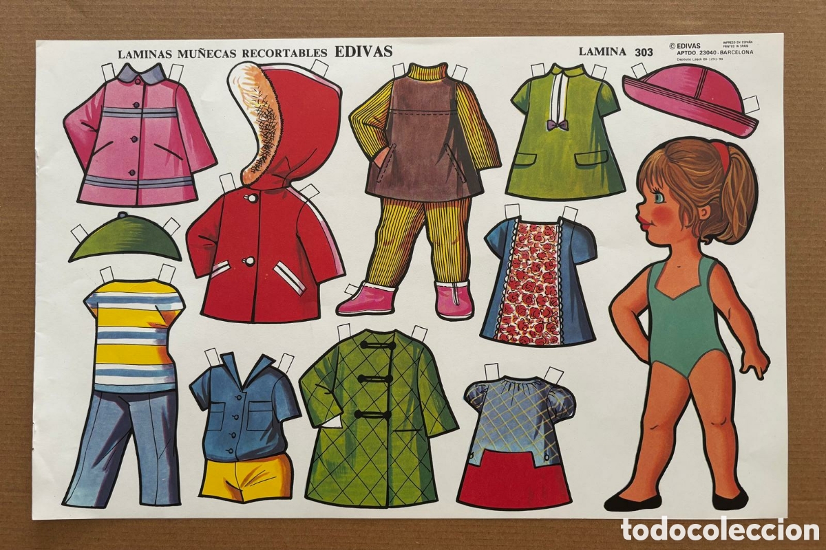 Colecionismo Recort&aacute;veis: L&aacute;mina MU&Ntilde;ECAS RECORTABLES editorial EDIVAS 303 a&ntilde;os 80 NUEVA colecci&oacute;n antigua mariquitina ni&ntilde;as