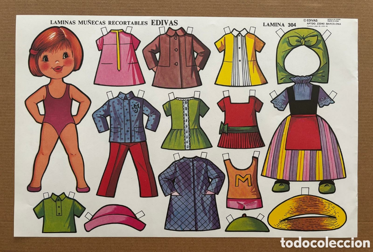 Colecionismo Recort&aacute;veis: L&aacute;mina MU&Ntilde;ECAS RECORTABLES editorial EDIVAS 304 a&ntilde;os 80 NUEVA colecci&oacute;n antigua mariquitina ni&ntilde;as