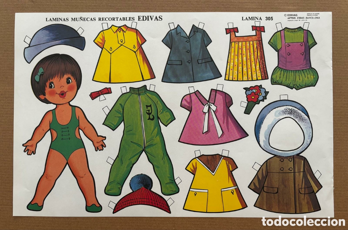 Coleccionismo recortables: L&aacute;mina MU&Ntilde;ECAS RECORTABLES grande editorial EDIVAS 305 a&ntilde;os 80 NUEVA colecci&oacute;n antigua ni&ntilde;as