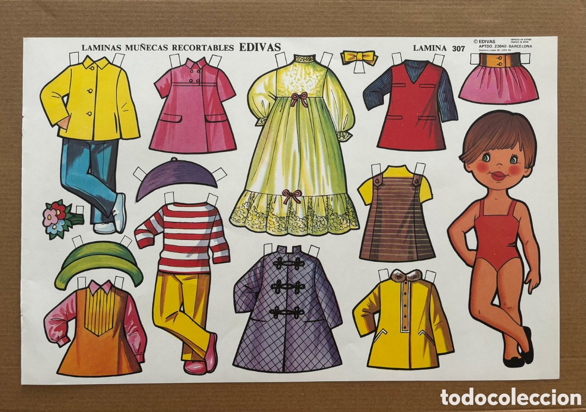 Coleccionismo recortables: L&aacute;mina MU&Ntilde;ECAS RECORTABLES grande editorial EDIVAS 307 a&ntilde;os 80 NUEVA colecci&oacute;n antigua ni&ntilde;as