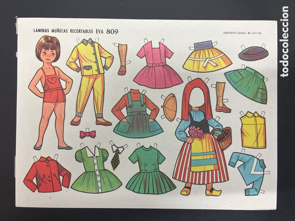 Coleccionismo recortables: RECORTABLE MU&Ntilde;ECA MARY MERCHE 809 SERIE EVA 1&ordf; SERIE 1962