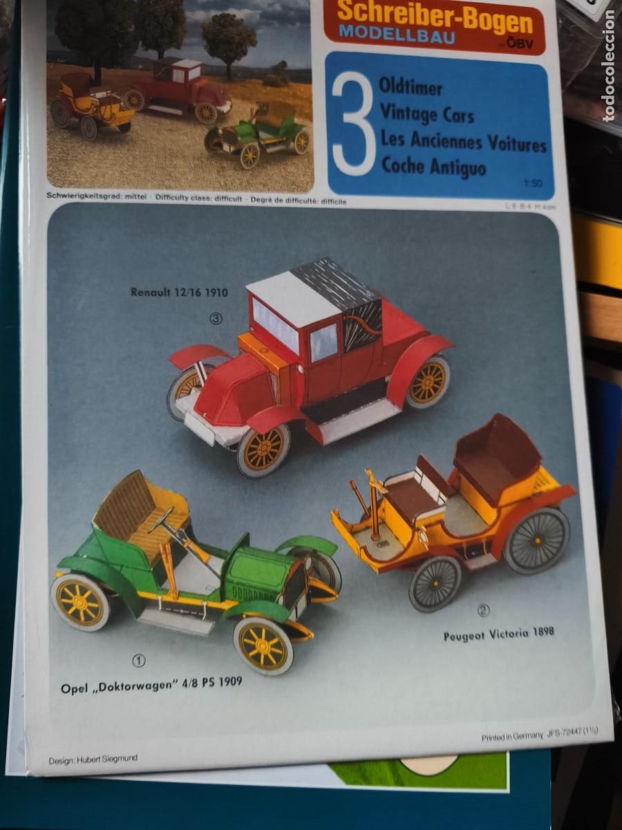 Coleccionismo Recortables: Coches antiguos. Tres recortables. Schreiber Bogen.