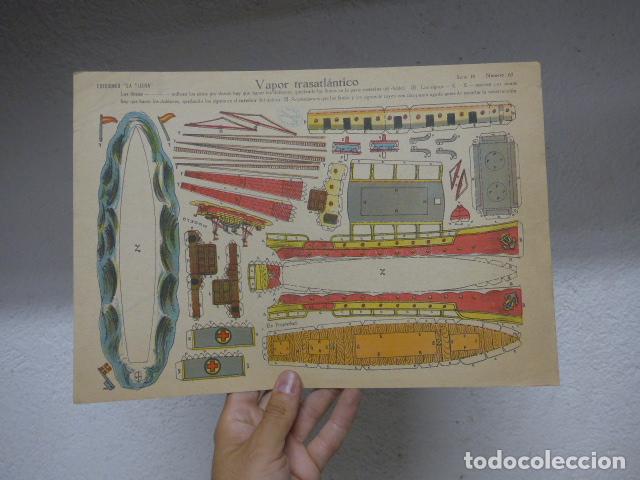Sammeln von Bastelb&ouml;gen: Antiguo recortable de La tijera de barco VAPOR TRASATLANTICO, original.