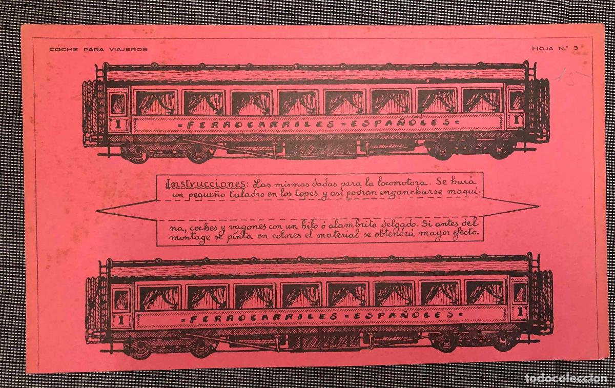 Coleccionismo recortables: RECORTABLE COCHE PARA VIAJEROS HOJA N&ordm; 3 FERROCARRILES ESPA&Ntilde;OLES C.1940