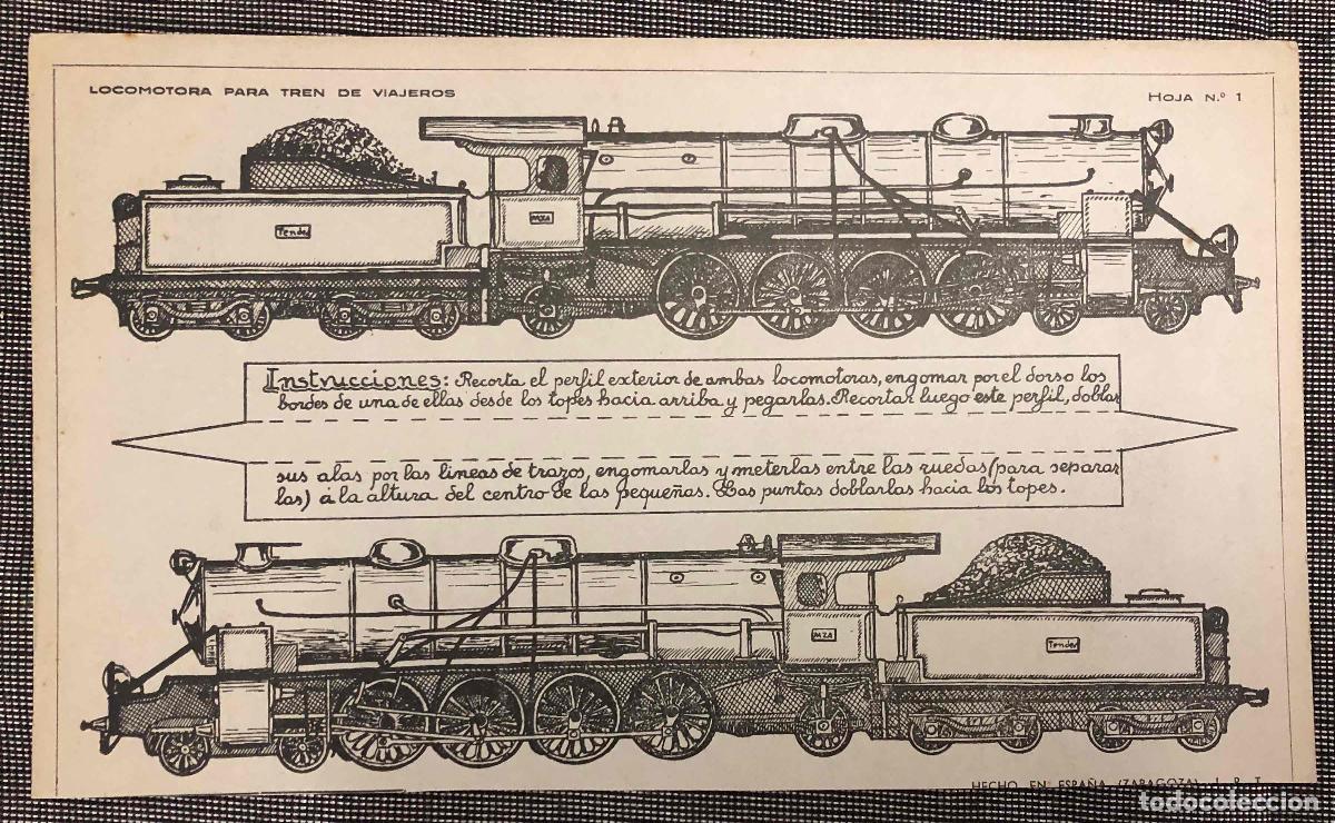 Coleccionismo recortables: RECORTABLE LOCOMOTORA PARA TREN DE VIAJEROS HOJA N&ordm; 1 FERROCARRILES ESPA&Ntilde;OLES C.1940