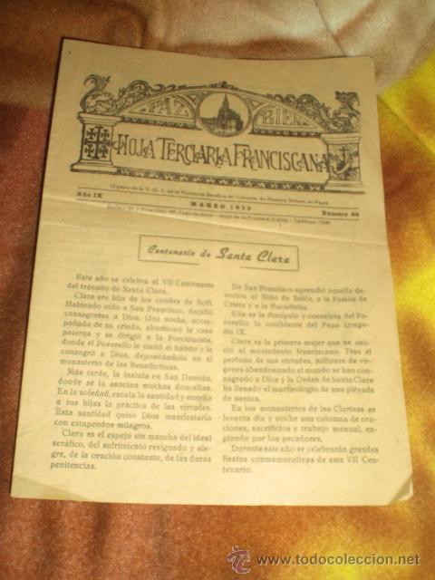 Collection Magazine Blanco y Negro: 1953 Hoja Terciaria Franciscana