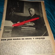 Coleccionismo de Revista Blanco y Negro: RECORTE : HOMBRES PUBLICOS : JOSE Mª DE ORIOL Y URQUIJO. BLANCO Y NEGRO, MARZO 1968. Lote 365273666