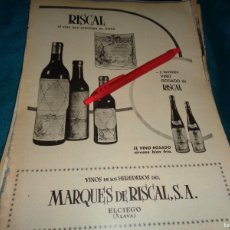 Coleccionismo de Revista Blanco y Negro: RECORTE : VINO ROSADO DE RISCAL. MARQUES DE RISCAL, ELCIEGO. ALAVA. BLANCO Y NEGRO, DCMBRE 1971. Lote 400796659