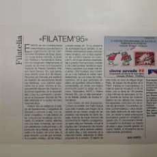 Coleccionismo de Revista Blanco y Negro: RECORTE SECCIÓN FILATELIA FILATEM 95 ABC SEMANAL JAVIER LINARES [JOAQUÍN AMADO MOYA]