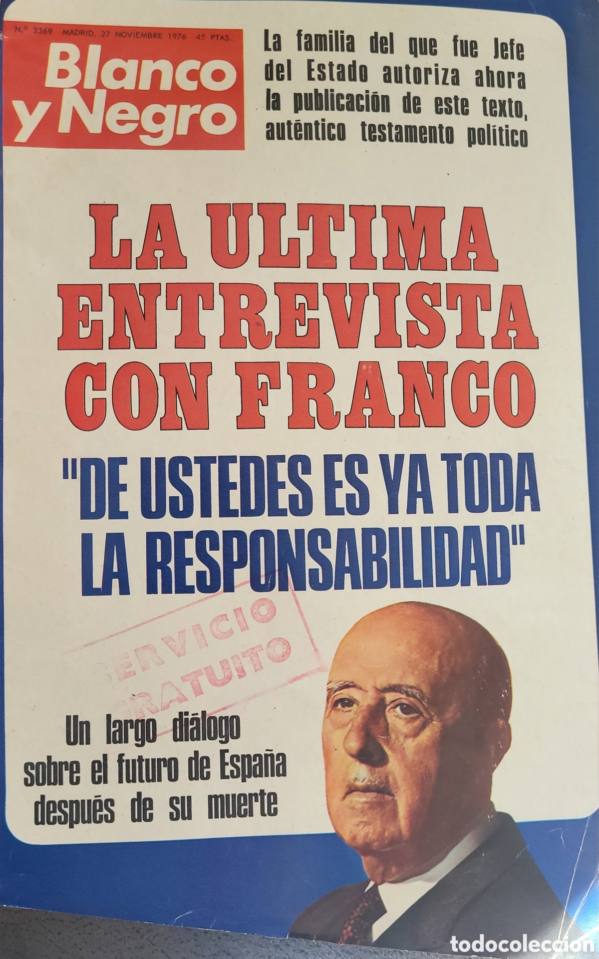 Coleccionismo de Revista Blanco y Negro: Revista Blanco y Negro - Noviembre 1976