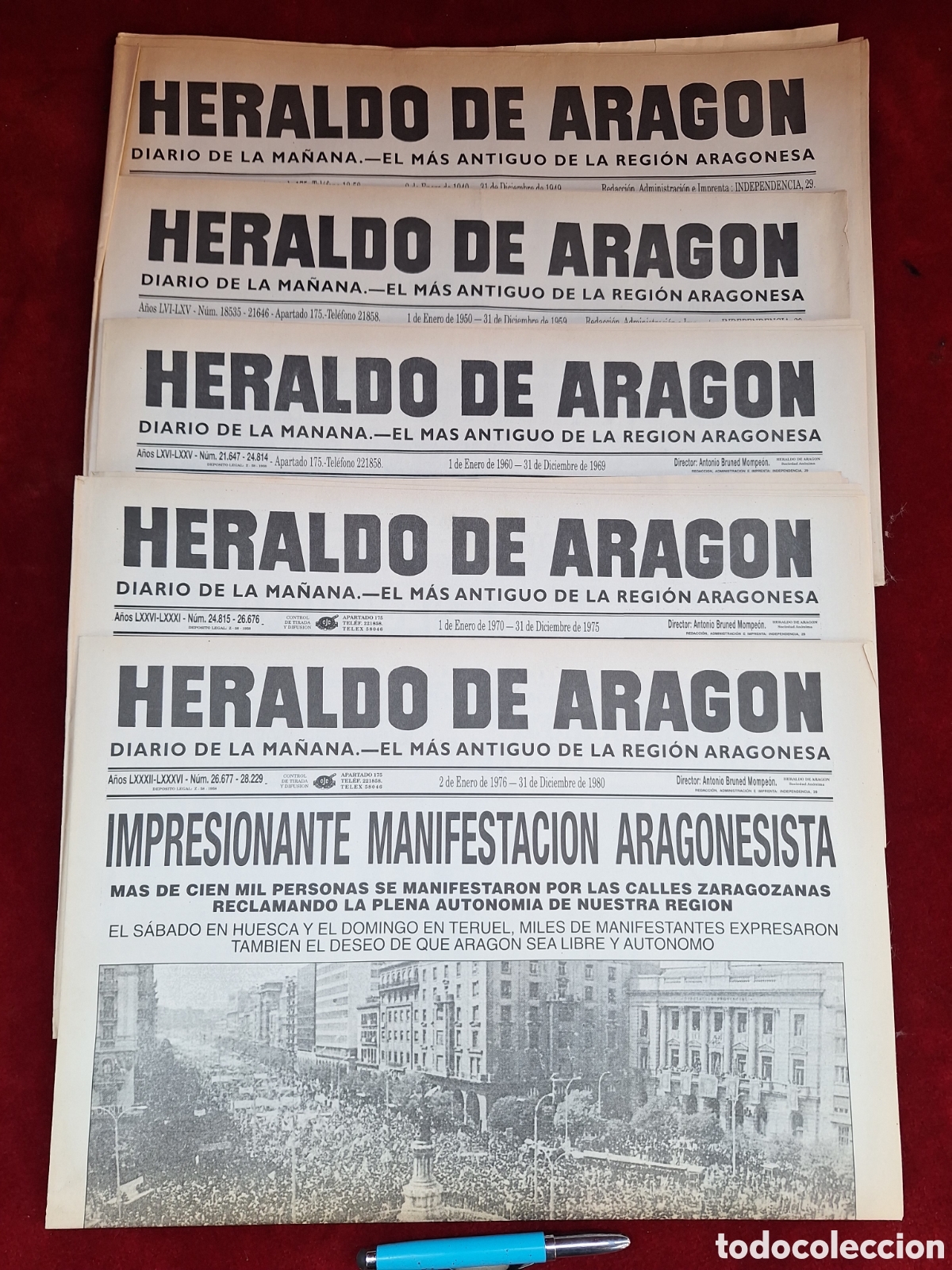 Coleccionismo de Revista Blanco y Negro: Lote de 5 antiguos periodicos Heraldo de Aragon! Facsimil.