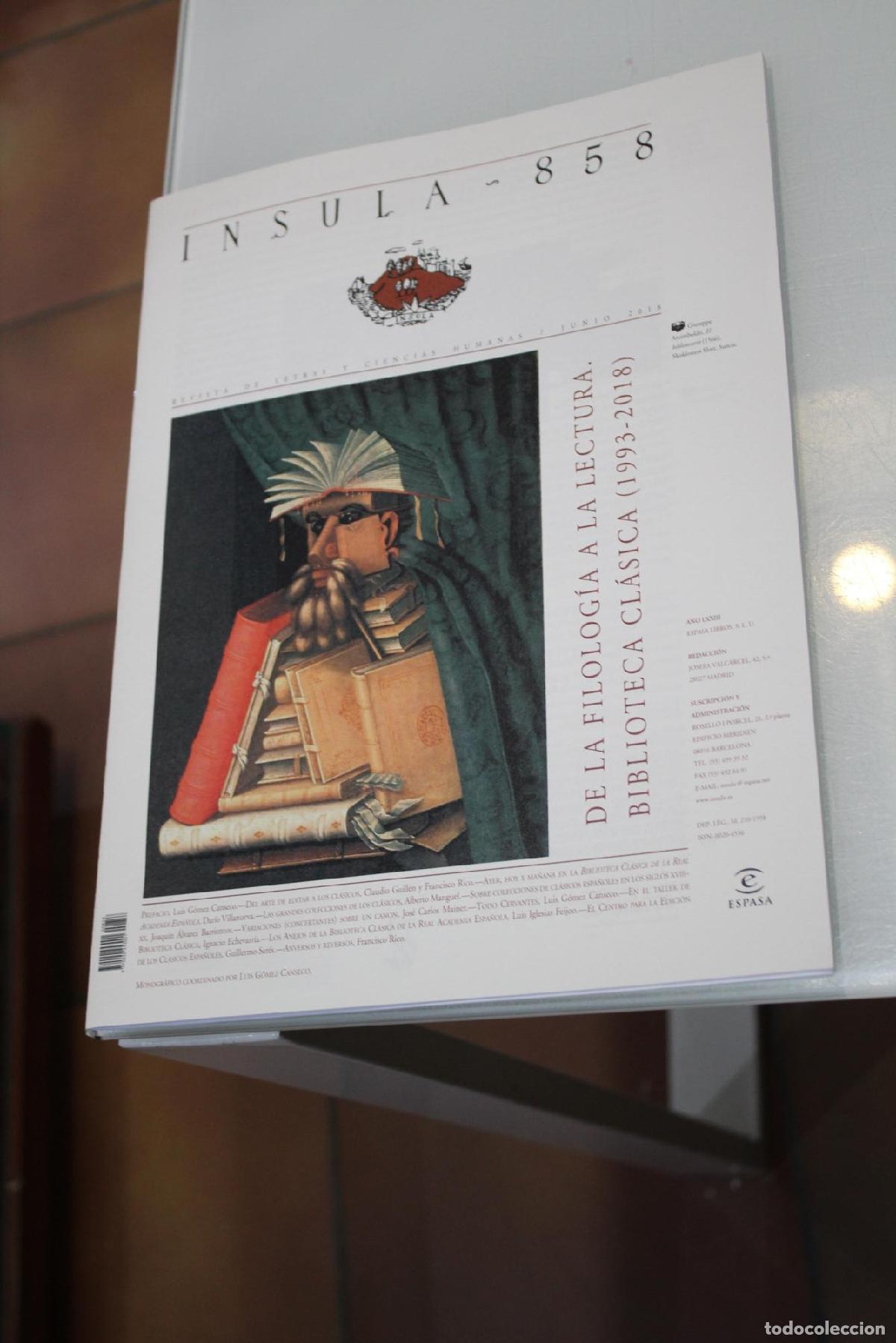 Coleccionismo de Revista Blanco y Negro: &Iacute;nsula, 858. De la filolog&iacute;a a la lectura. Biblioteca cl&aacute;sica(1993-2018). Junio 2018. - Vv.aa.