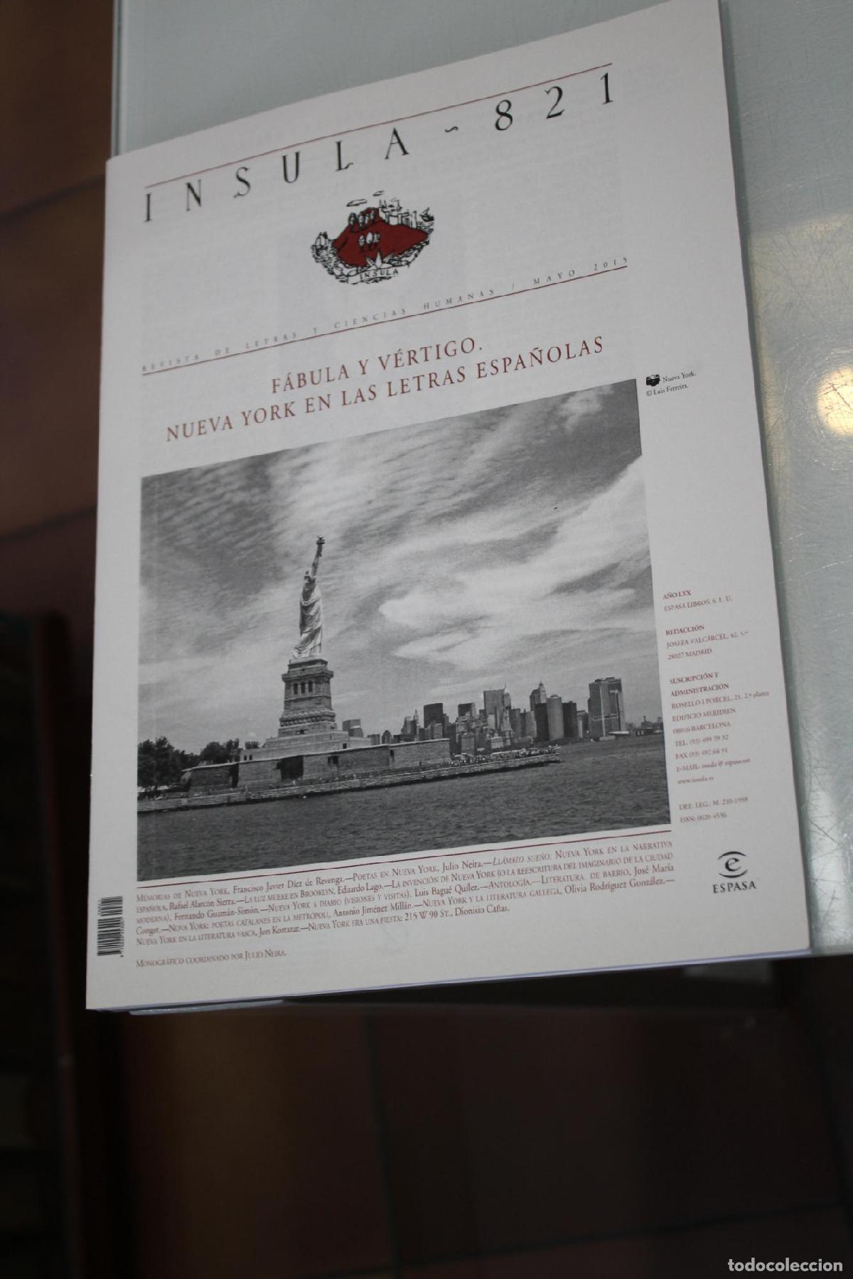 Coleccionismo de Revista Blanco y Negro: &Iacute;nsula, 821. F&aacute;bula y v&eacute;rtigo. Nueva York en las letras espa&ntilde;olas. Mayo 2015. - Vv.aa.