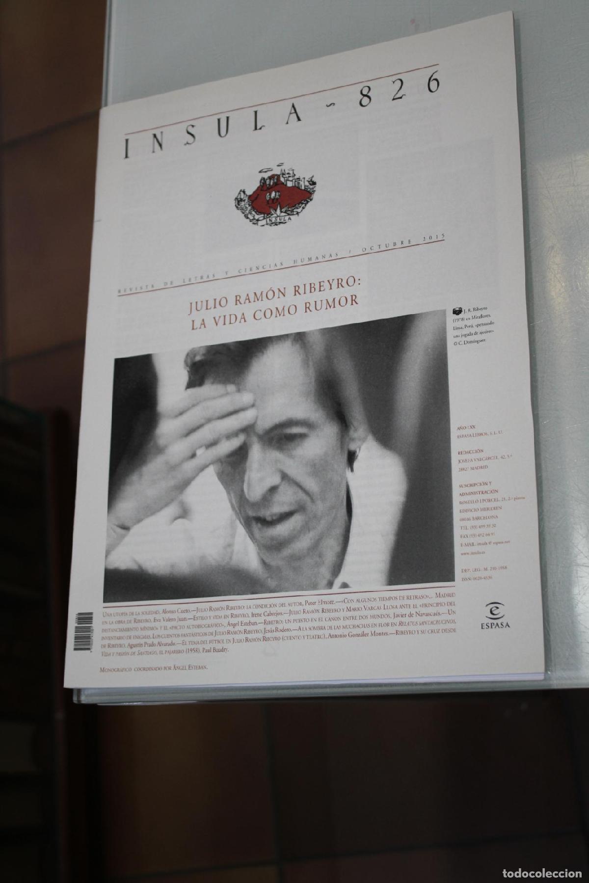 Coleccionismo de Revista Blanco y Negro: &Iacute;nsula, 826. Julio Ram&oacute;n Ribeyro: La vida como rumor. Octubre 2015. - Vv.aa.