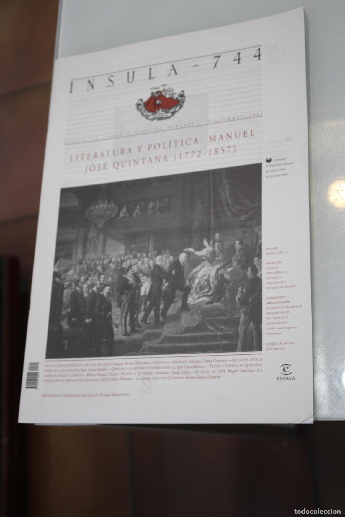 Coleccionismo de Revista Blanco y Negro: &Iacute;nsula, 744. Literatura y pol&iacute;tica: Manuel Jos&eacute; Quintana (1772-1857). Diciembre 2008. - Vv.aa.