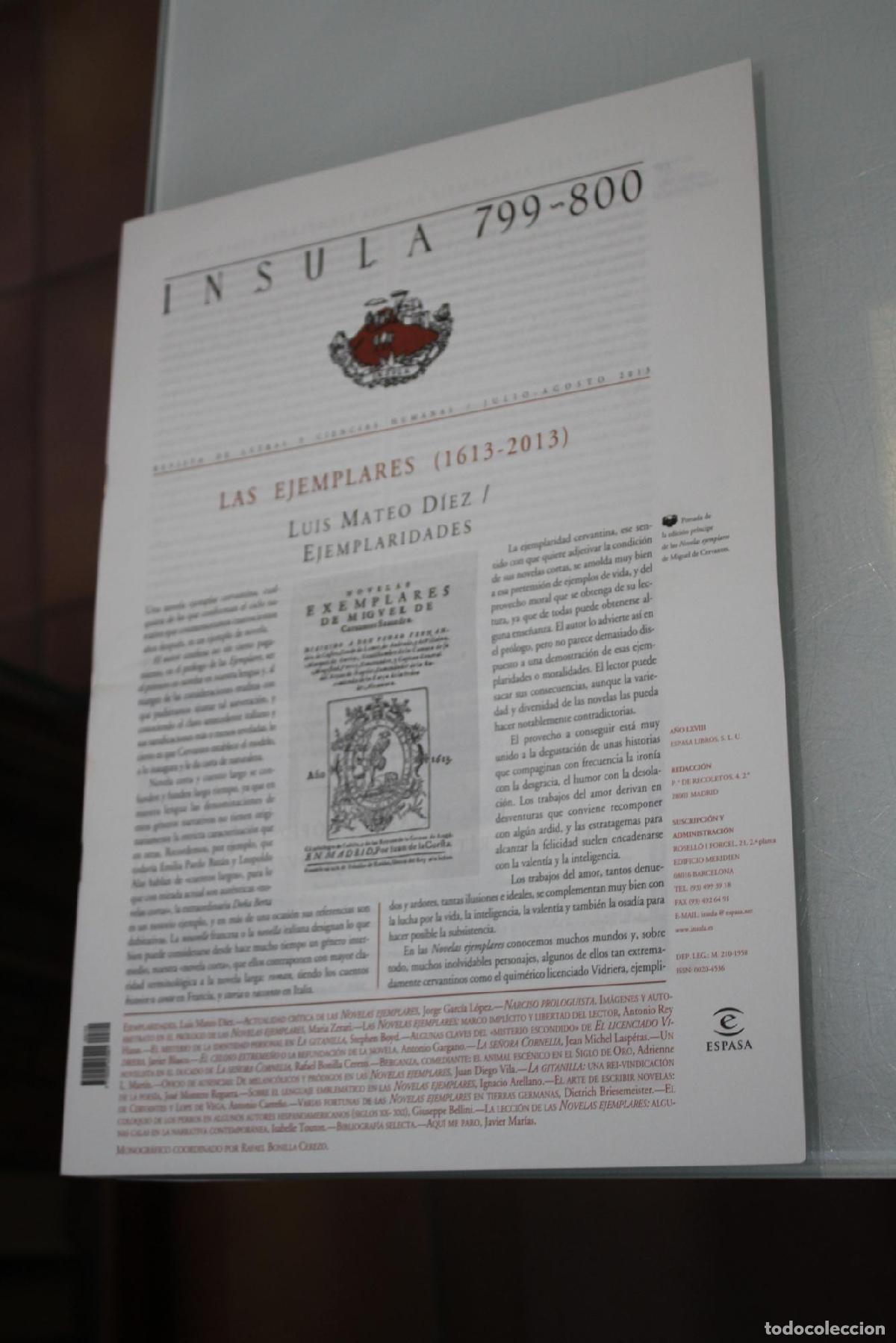 Coleccionismo de Revista Blanco y Negro: &Iacute;nsula, 799-800. Las Ejemplares (1613-2013). Julio-Agosto 2013. - Vv.aa.
