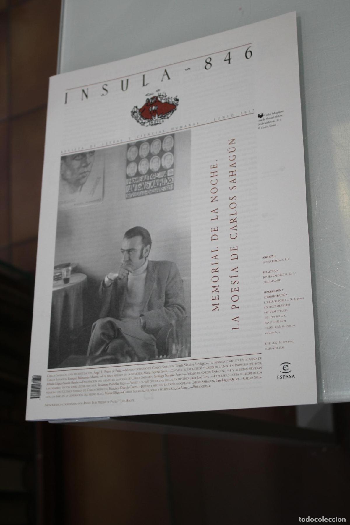 Coleccionismo de Revista Blanco y Negro: &Iacute;nsula, 846. Memorial de la noche: La poes&iacute;a de Carlos Sahag&uacute;n. Junio 2017. - Vv.aa.
