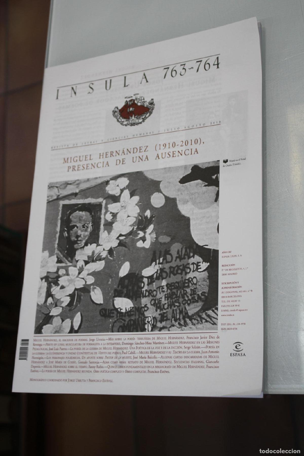 Coleccionismo de Revista Blanco y Negro: &Iacute;nsula, 763-764. Miguel Hern&aacute;ndez (1910-2010), presencia de una ausencia. Julio-Agosto 2010. - Vv.aa