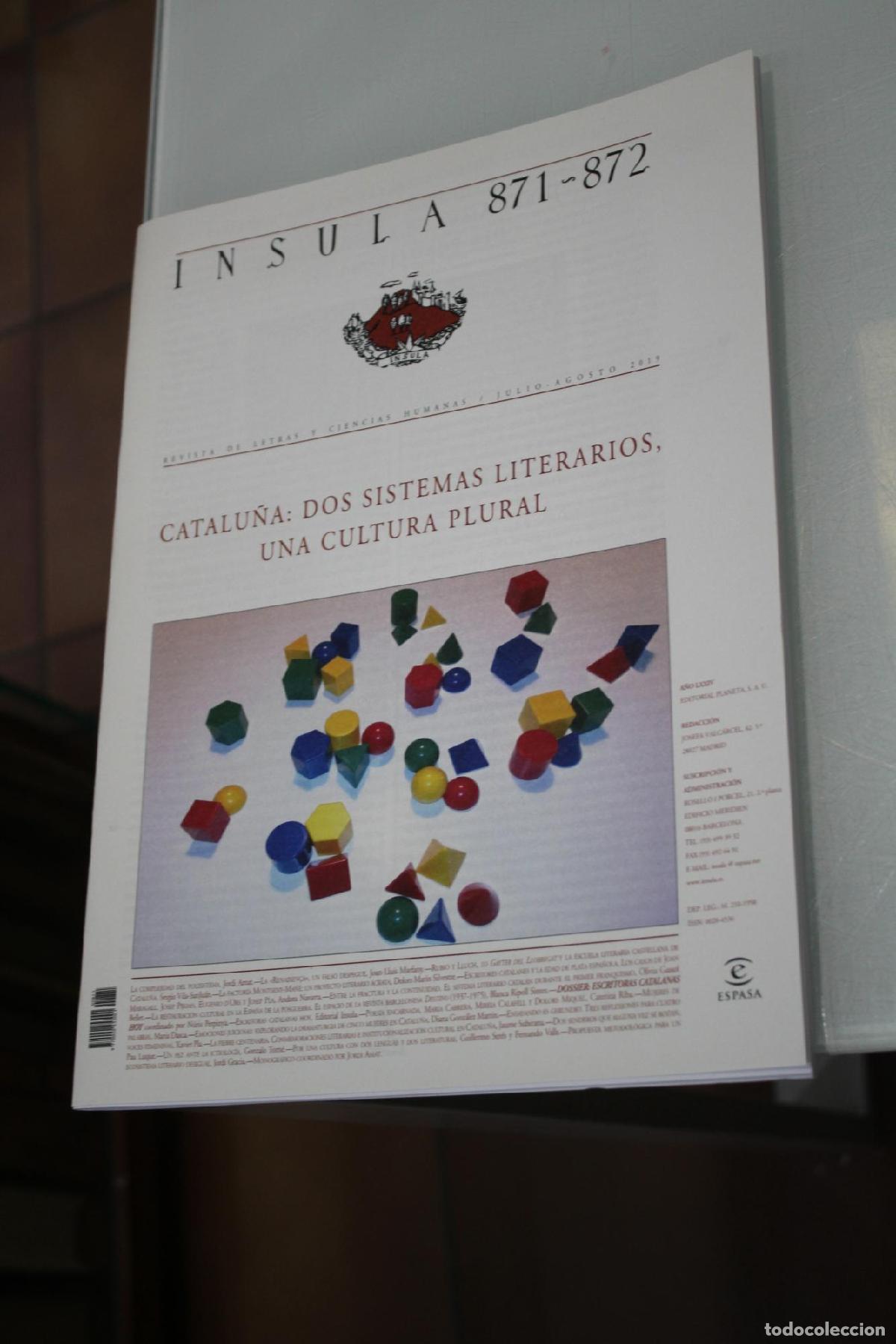 Coleccionismo de Revista Blanco y Negro: &Iacute;nsula, 871-872. Catalu&ntilde;a: dos sistemas literarios, una cultura plural. Julio-Agosto 2019. - Vv.aa.