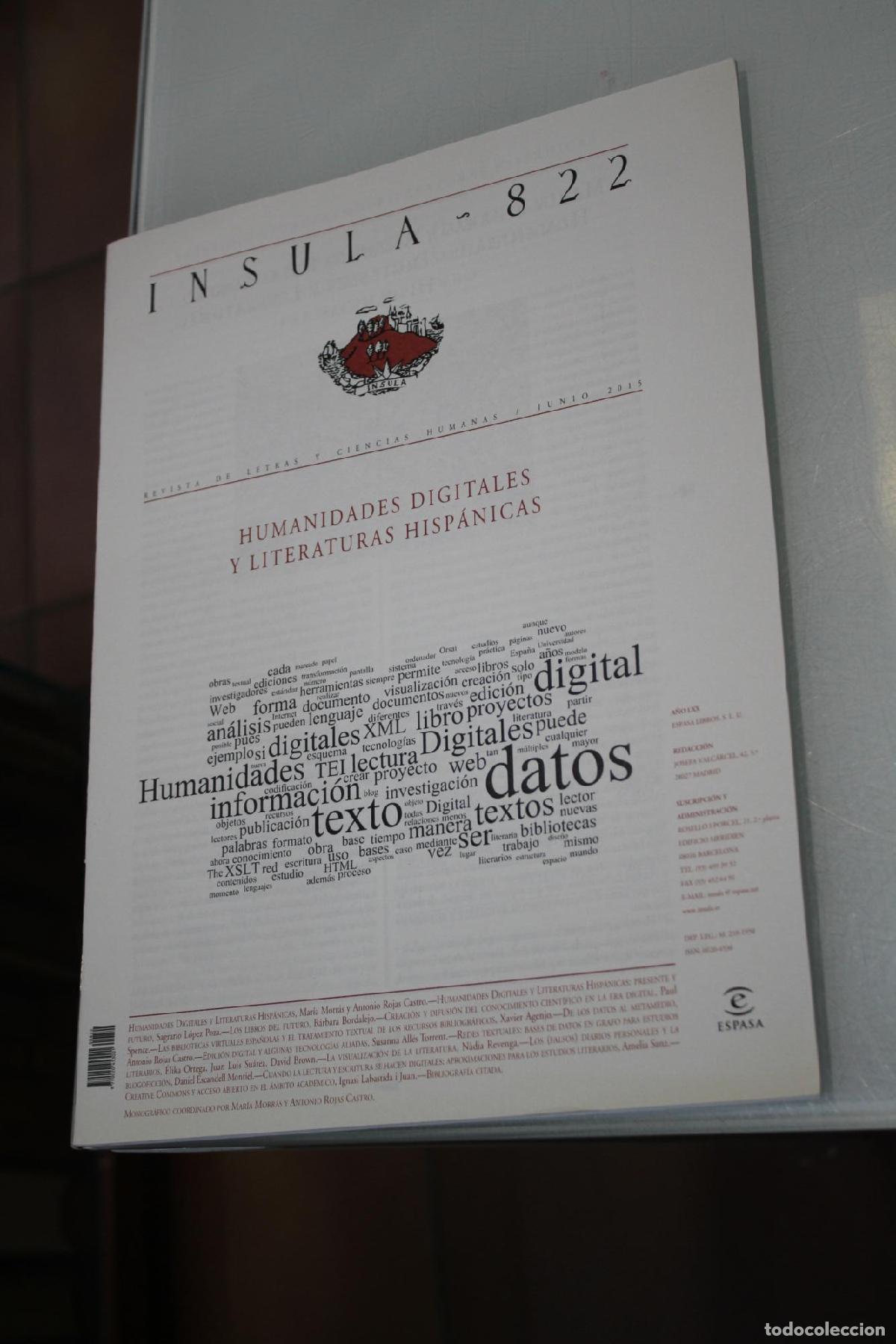 Coleccionismo de Revista Blanco y Negro: &Iacute;nsula, 822. Humanidades digitales y literaturas hisp&aacute;nicas. Junio 2015. - Vv.aa.