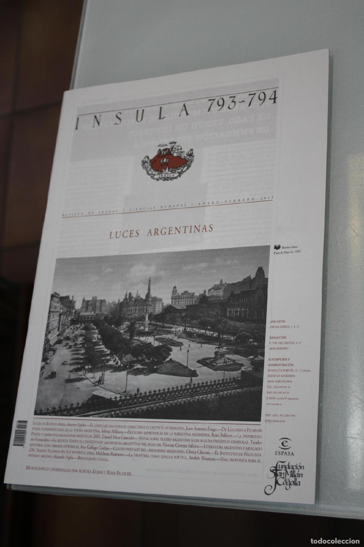 Coleccionismo de Revista Blanco y Negro: &Iacute;nsula, 793-794. Luces argentinas. Enero-Febrero 2013. - Vv.aa.