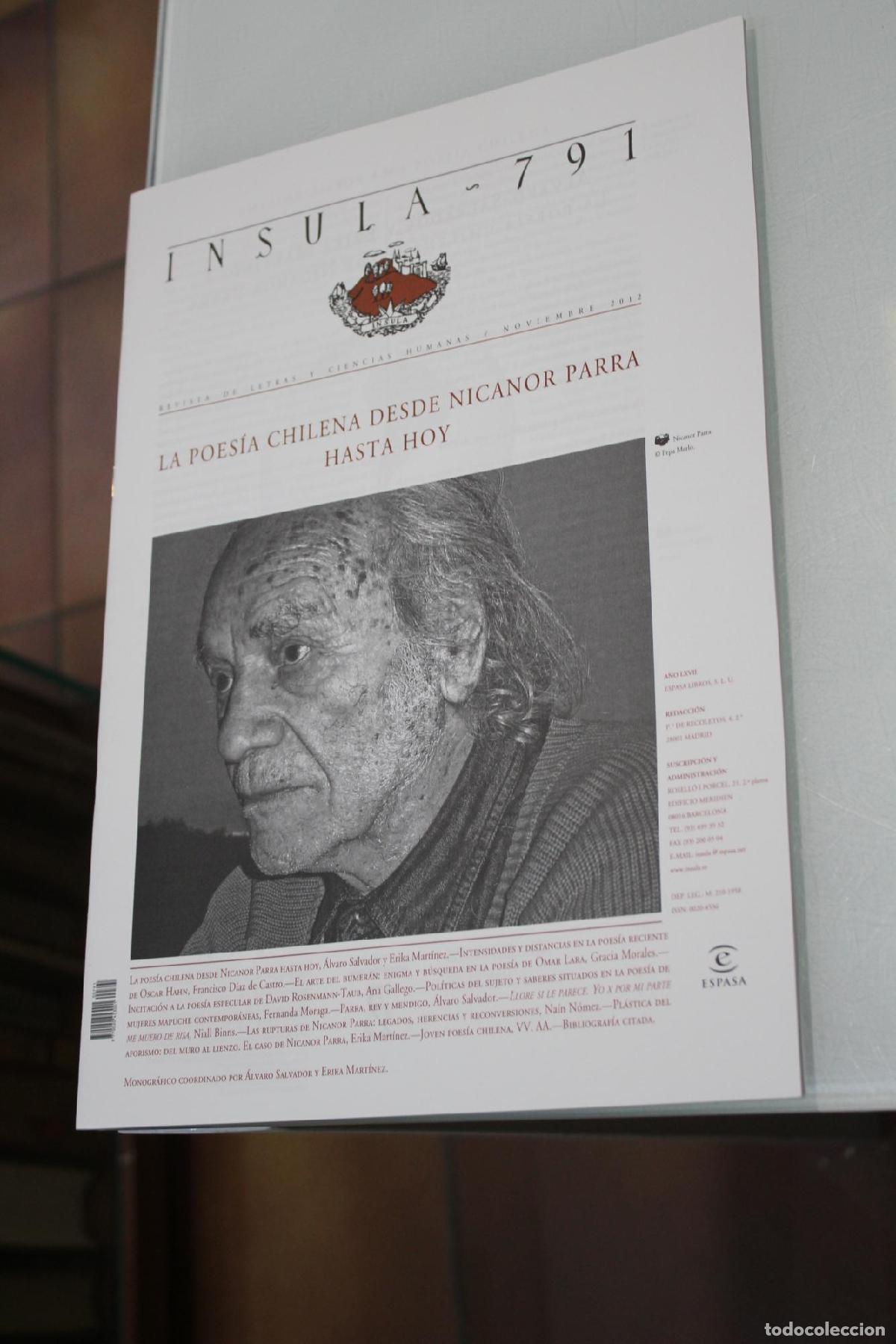 Coleccionismo de Revista Blanco y Negro: &Iacute;nsula, 791. La poes&iacute;a chilena desde Nicanor Parra hasta hoy. Noviembre 2012. - Vv.aa.